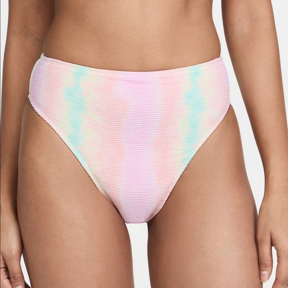 Leslie Amon Carla Bikini Top / High Waisted Bikini Bottoms Rainbow Crinkle - M - Picture 6 of 12